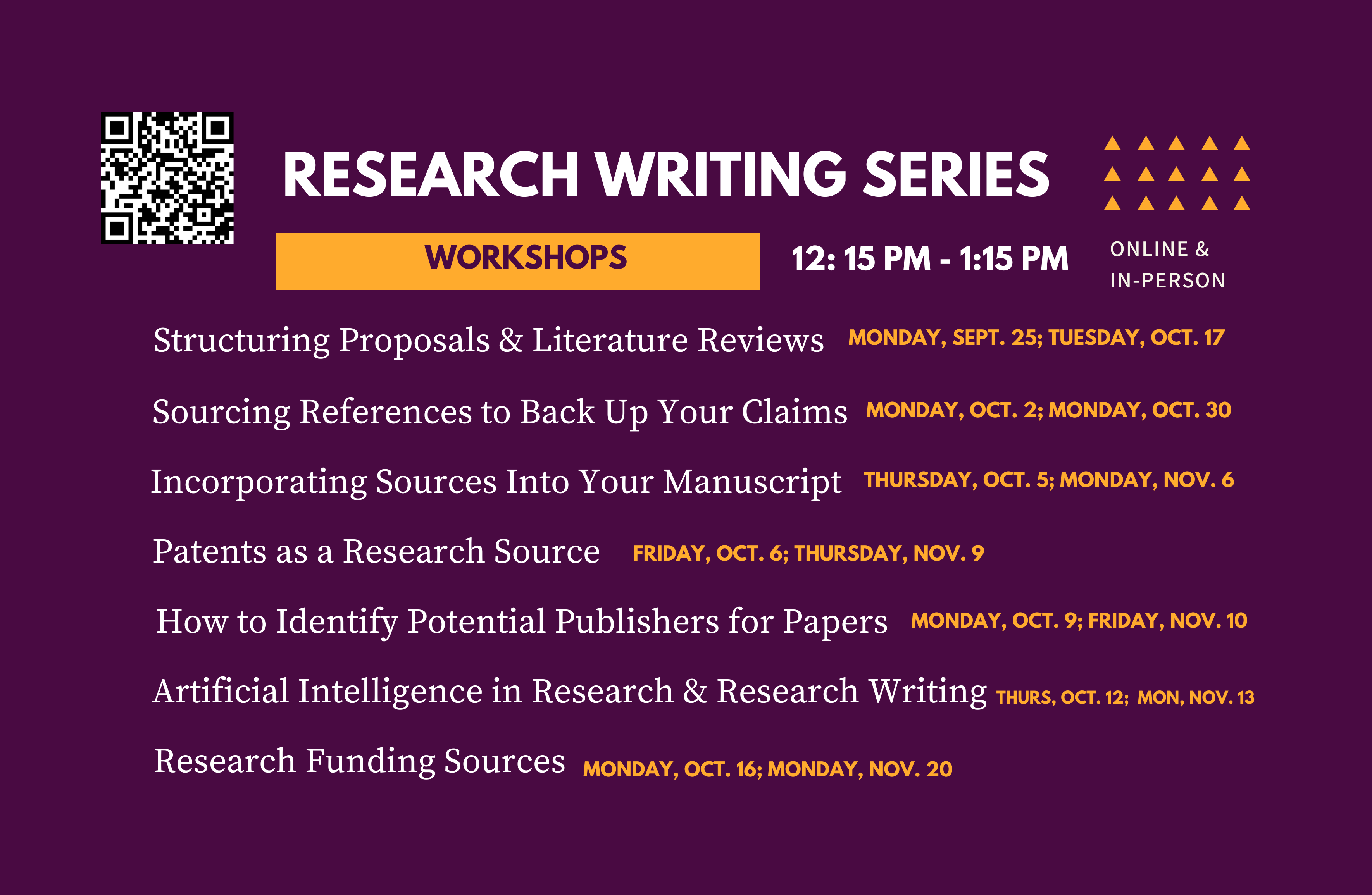 A series of workshop on research and research writing